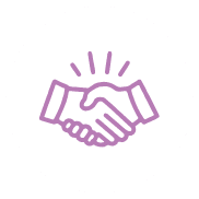 Uno sfondo bianco con l'icona viola della stretta di mano e il marchio Trovabando Advisory.