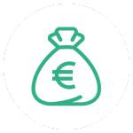 Un sacchetto verde con sopra il simbolo dell'euro, perfetto per trova i professionisti o per pagina nuovo menu.